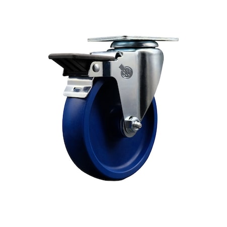 Service Caster 5'' Solid Poly Wheel Swivel Top Plate Caster with Posi Brake SCC-20S514-SPUS-PLB